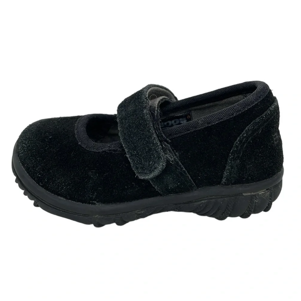 Bogs Shoes Infant 5 Black Leather Suede Wall Ball Hook and Loop Round Toe